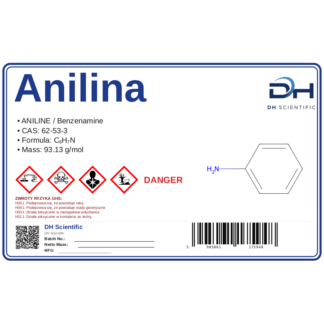 Anilina, CAS 62-53-3 — odczynnik, CAS 62-53-3 — etykieta produktu chemicznego