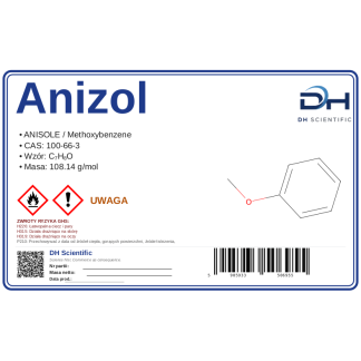 Anizol (eter metylowo-fenylowy) 10 g, CAS 100-66-3 — etykieta produktu chemicznego