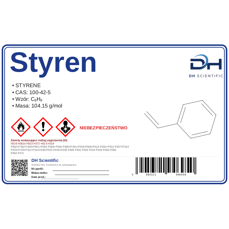 styren — etykieta CAS 100-42-5