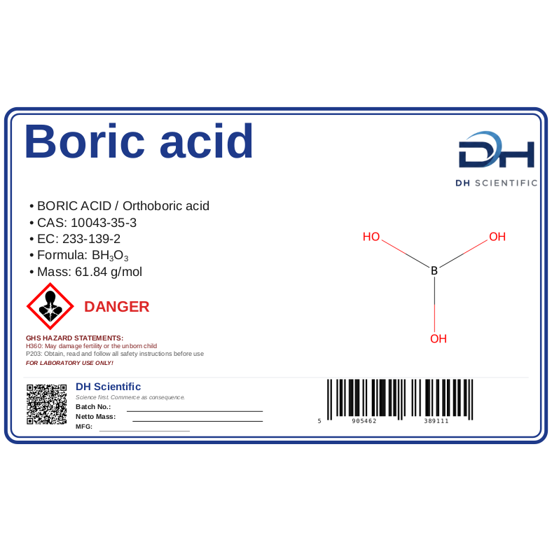 boric acid — label CAS 10043-35-3