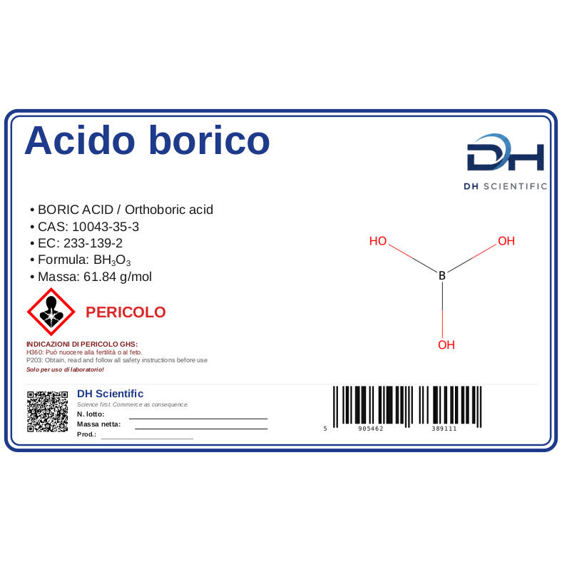 acido borico — etichetta CAS 10043-35-3