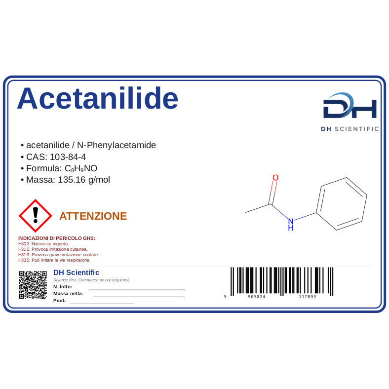 Acetanilide — etichetta CAS 103-84-4