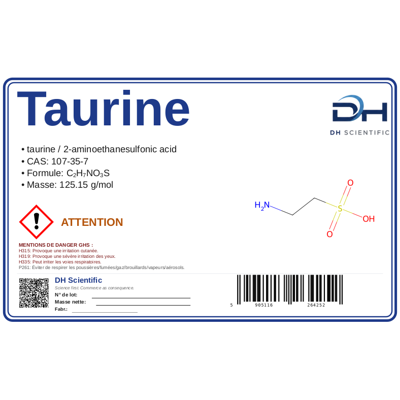 taurine — étiquette CAS 107-35-7