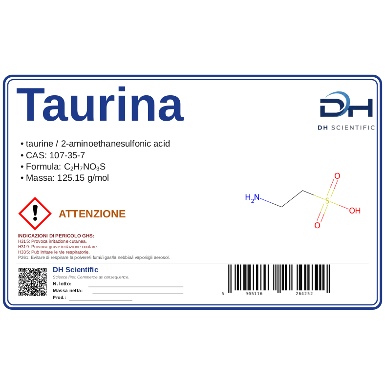 Taurina — etichetta CAS 107-35-7