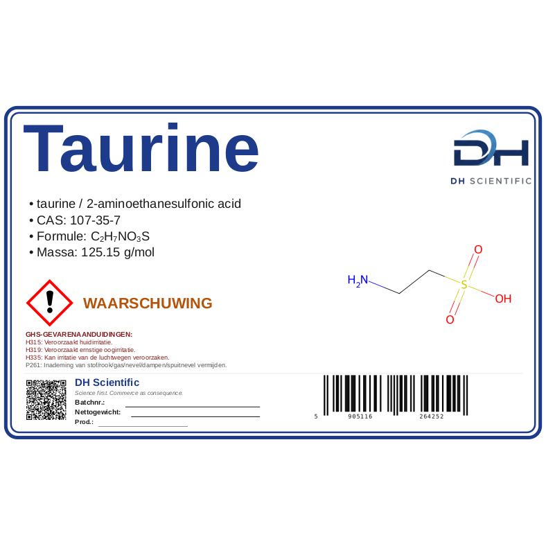Taurine — etiket CAS 107-35-7