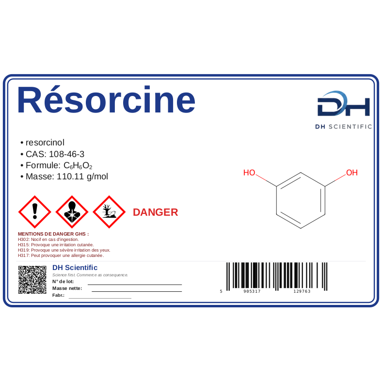 résorcine — étiquette CAS 108-46-3