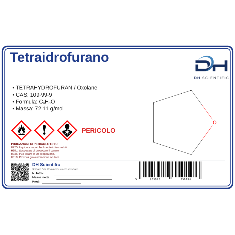 tetraidrofurano — etichetta CAS 109-99-9