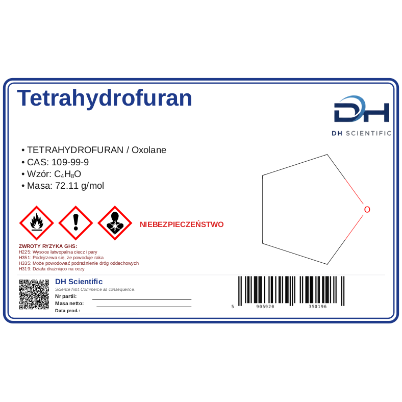 tetrahydrofuran — etykieta CAS 109-99-9