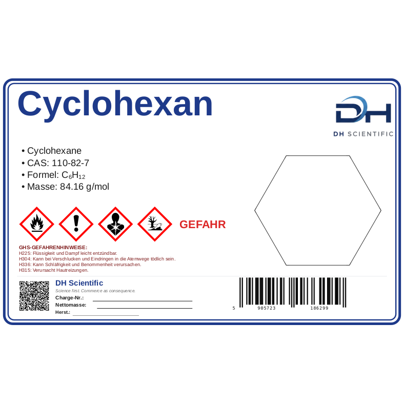 Cyclohexan — Etikett CAS 110-82-7