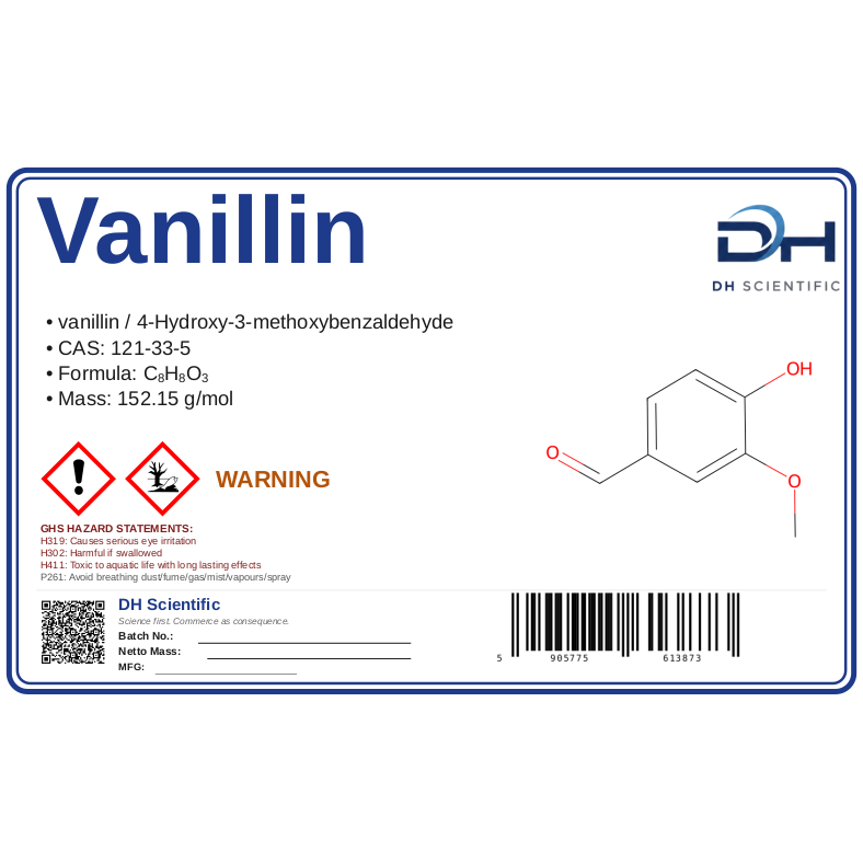 vanillin — label CAS 121-33-5
