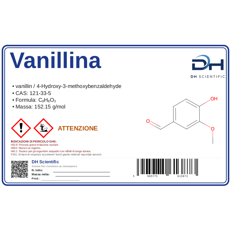 vanillina — etichetta CAS 121-33-5
