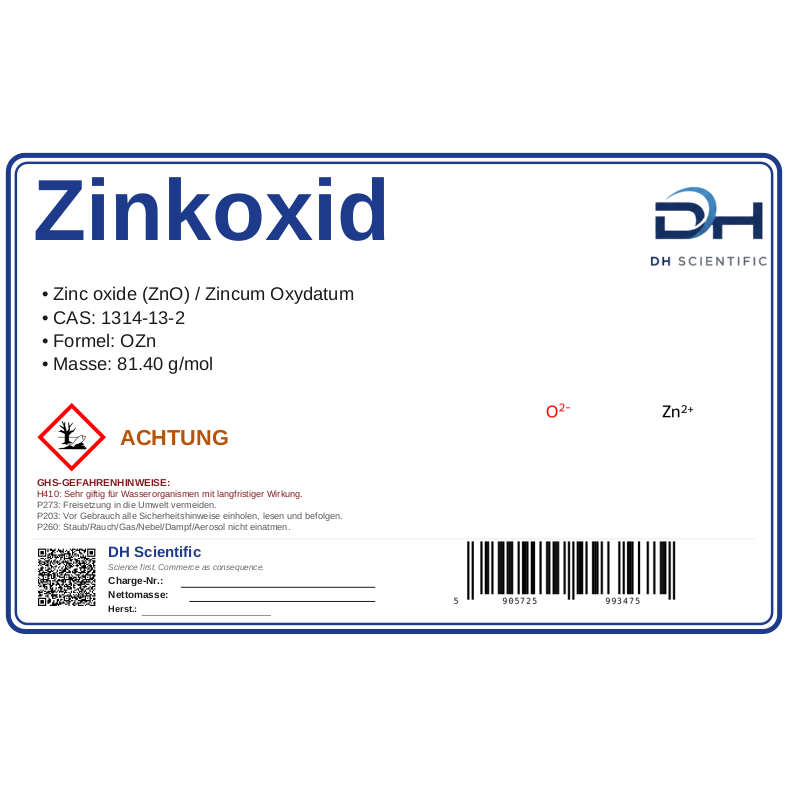 Zinkoxid — Etikett CAS 1314-13-2