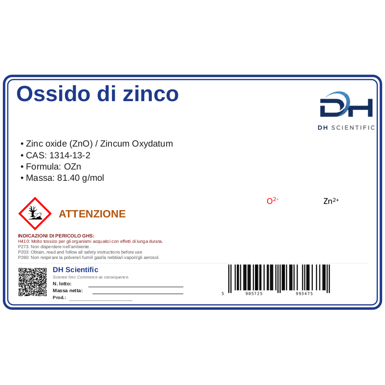 ossido di zinco — etichetta CAS 1314-13-2