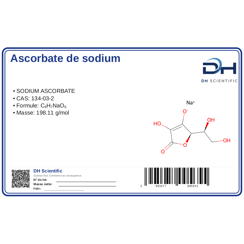 ascorbate de sodium — étiquette CAS 134-03-2