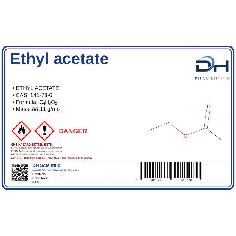 ethyl acetate — label CAS 141-78-6