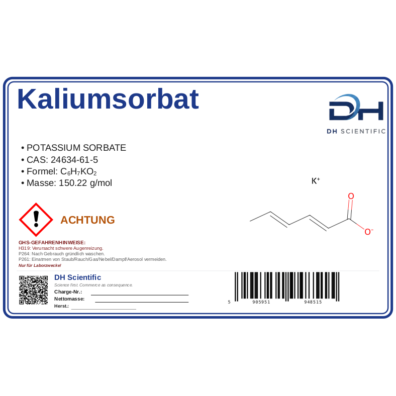 Kaliumsorbat — Etikett CAS 24634-61-5