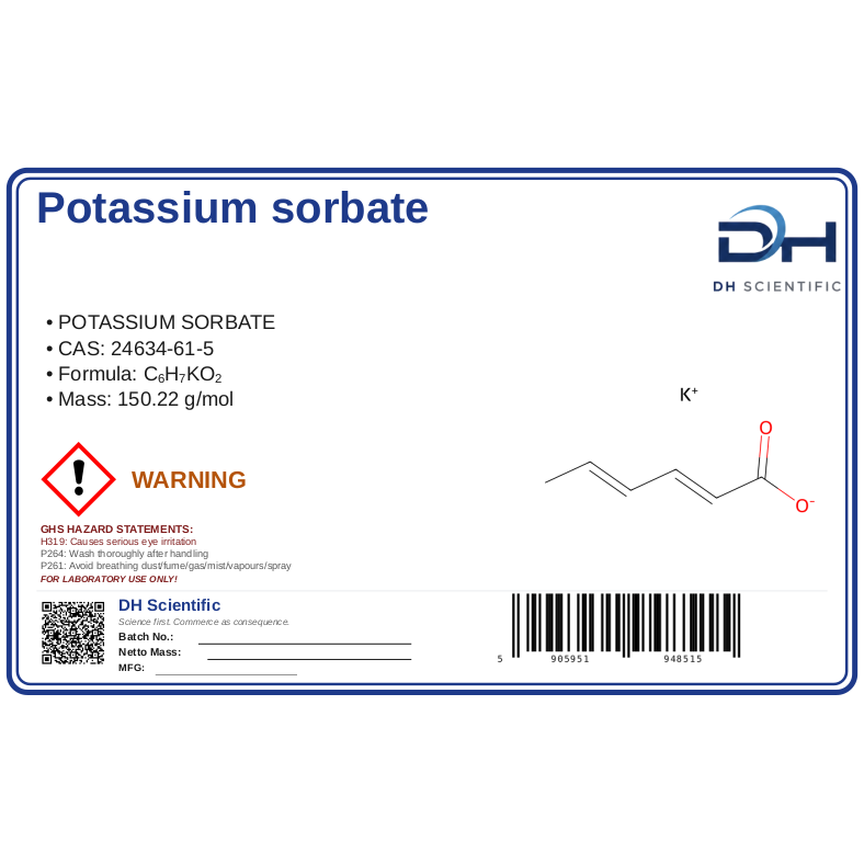 potassium sorbate — label CAS 24634-61-5