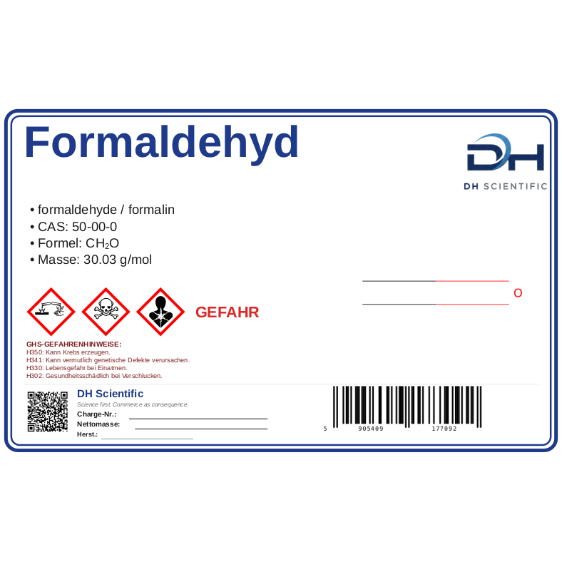 Formaldehyd — Etikett CAS 50-00-0