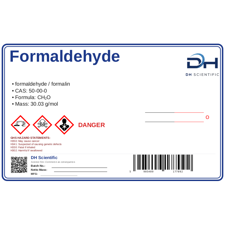 formaldehyde — label CAS 50-00-0