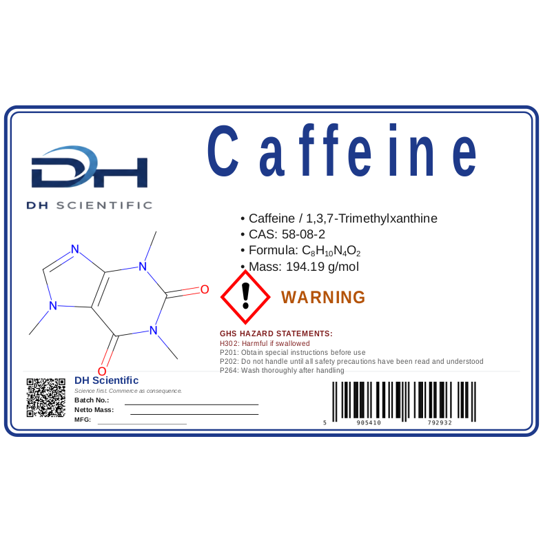 caffeine — label CAS 58-08-2