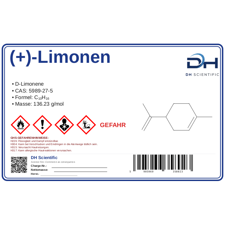 (+)-Limonen — Etikett CAS 5989-27-5