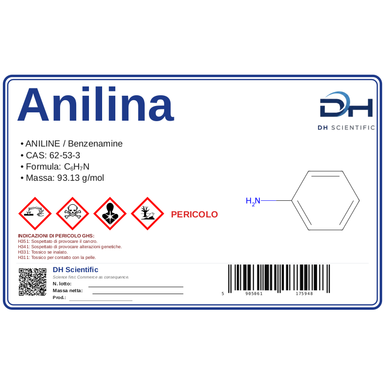 anilina — etichetta CAS 62-53-3