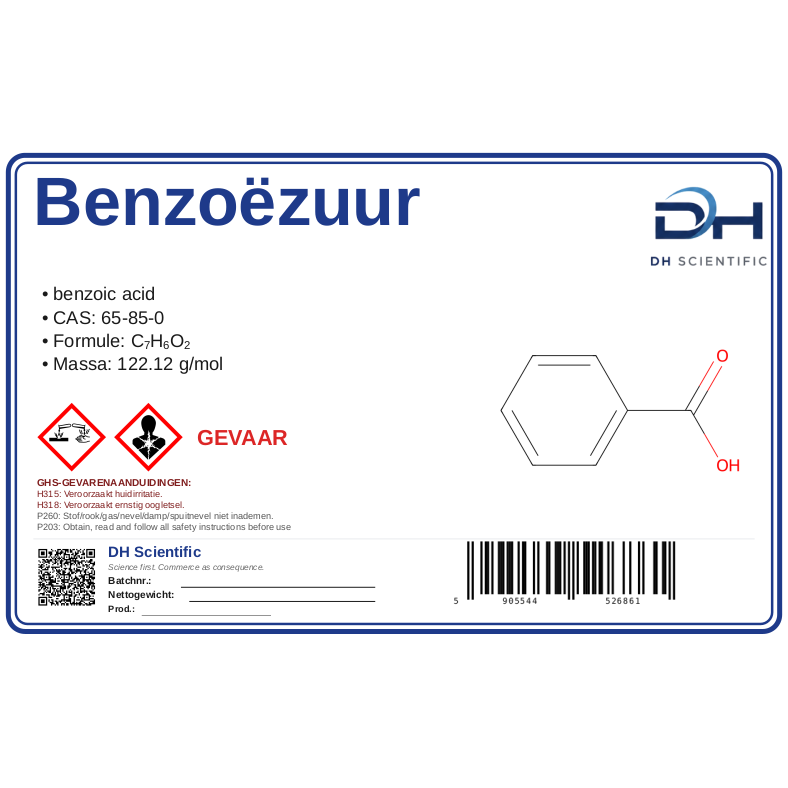benzoëzuur — etiket CAS 65-85-0