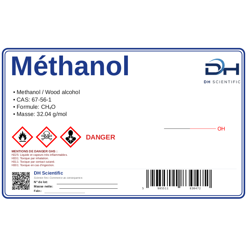 méthanol — étiquette CAS 67-56-1