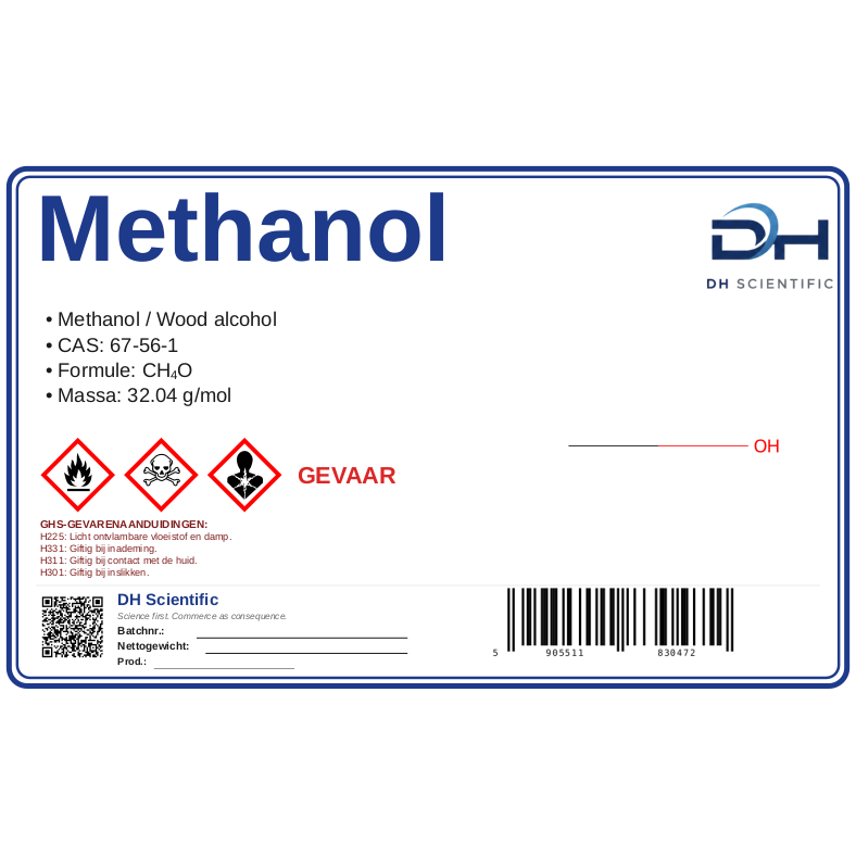 methanol — etiket CAS 67-56-1
