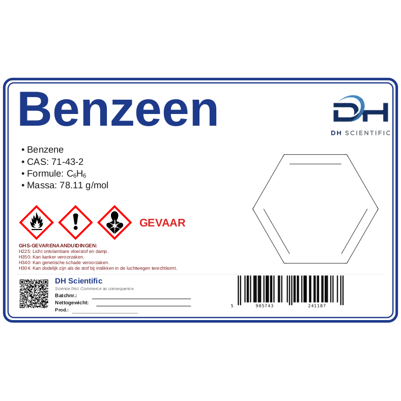benzeen — etiket CAS 71-43-2