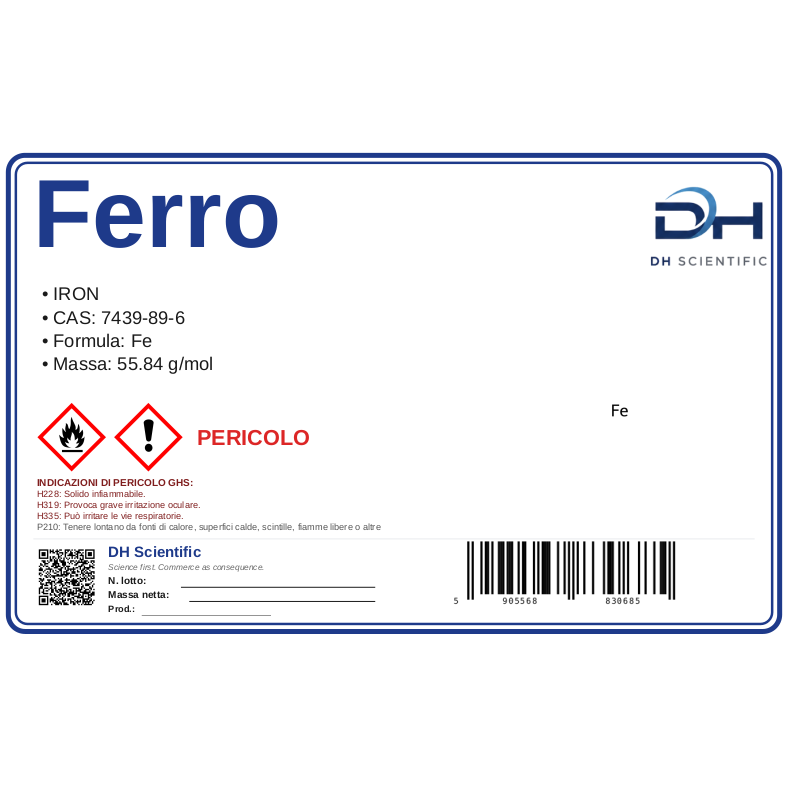 ferro — etichetta CAS 7439-89-6