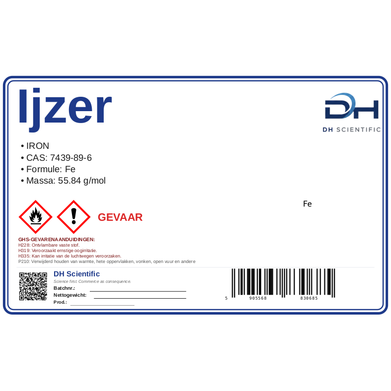 ijzer — etiket CAS 7439-89-6