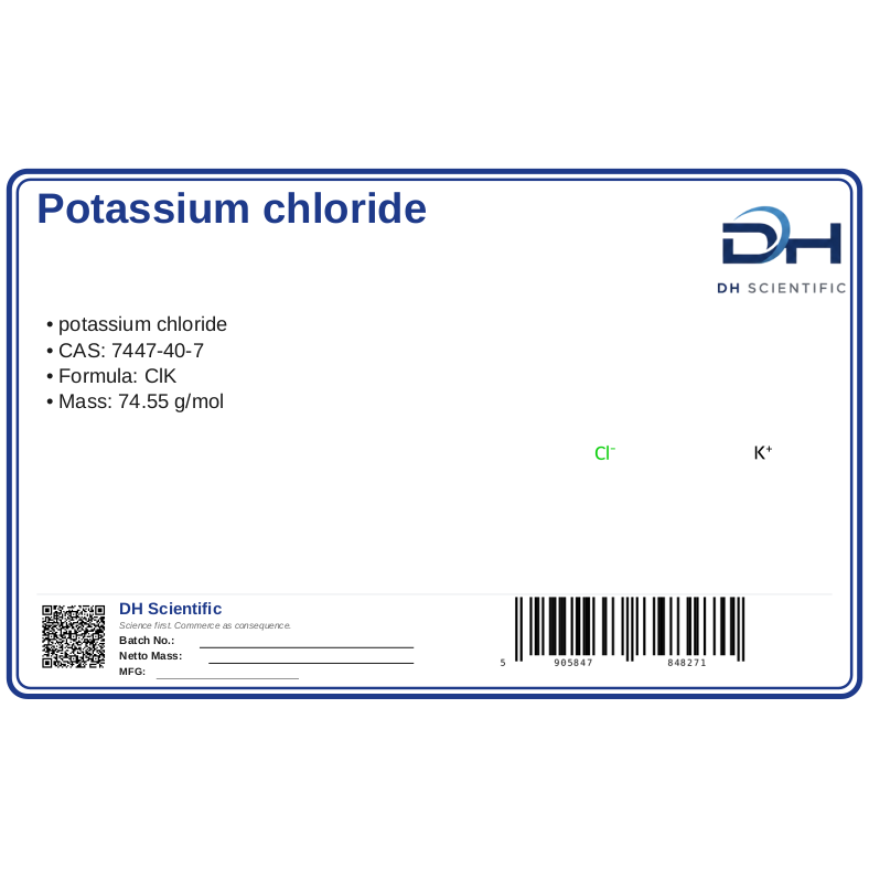 potassium chloride — label CAS 7447-40-7