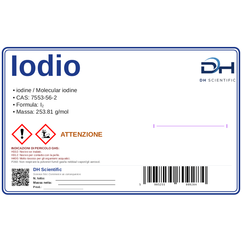 iodio — etichetta CAS 7553-56-2