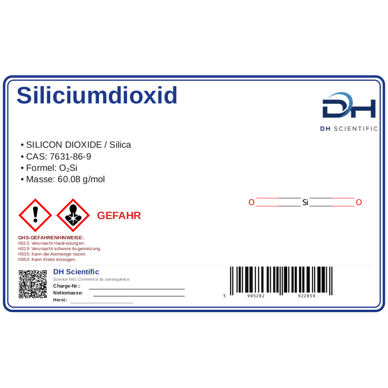 Siliciumdioxid — Etikett CAS 7631-86-9