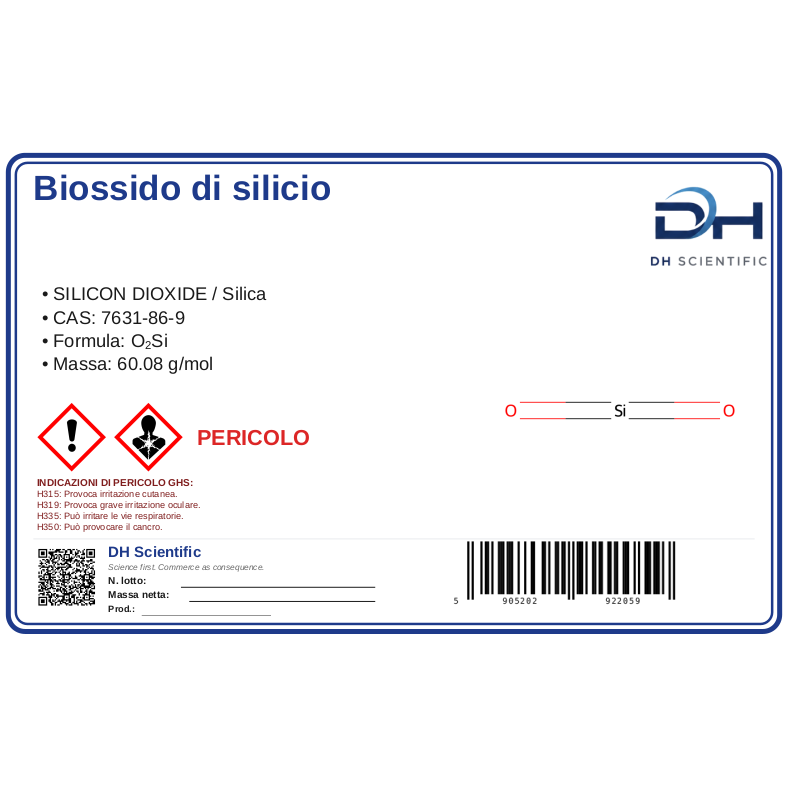 biossido di silicio — etichetta CAS 7631-86-9