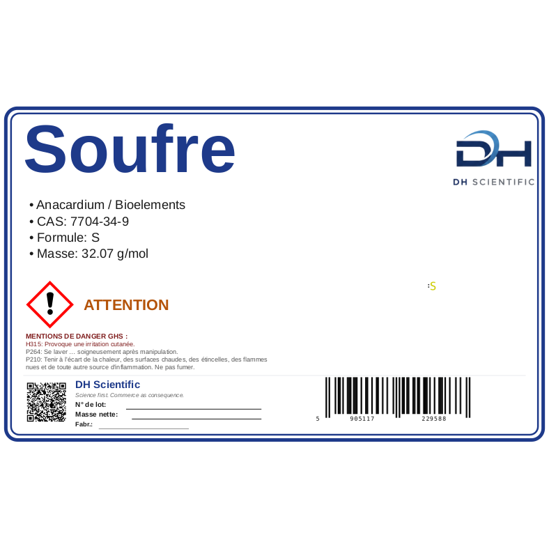 soufre — étiquette CAS 7704-34-9