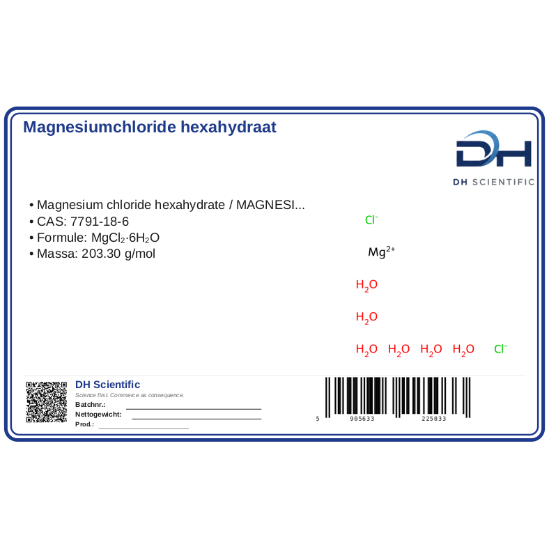 magnesiumchloride hexahydraat — etiket CAS 7791-18-6