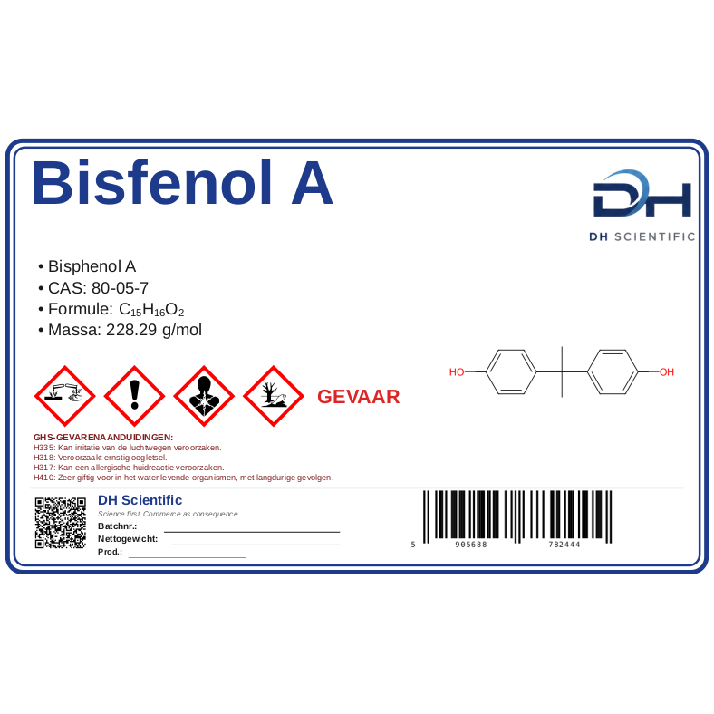 bisfenol A — etiket CAS 80-05-7