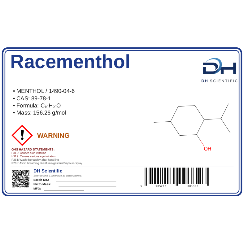 Racementhol — label CAS 89-78-1