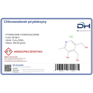 Chlorowodorek pirydoksyny (B6), CAS 58-56-0 — etykieta produktu chemicznego