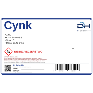 Cynk, CAS 7440-66-6 — odczynnik, CAS 7440-66-6 — etykieta produktu chemicznego