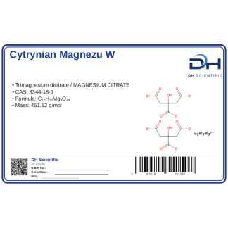 CYTRYNIAN MAGNEZU w proszku uwodniony 1kg, CAS 3344-18-1 — etykieta produktu chemicznego