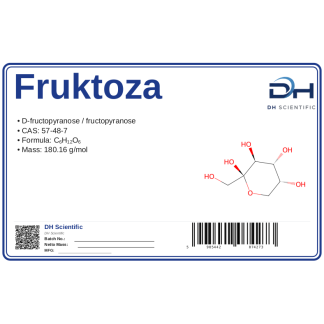 Fruktoza krystaliczna 1kg — cukier owocowy, CAS 57-48-7 — etykieta produktu chemicznego