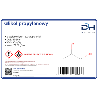 Glikol propylenowy, CAS 57-55-6 — etykieta produktu chemicznego