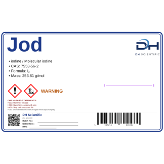 Jod, CAS 7553-56-2 — odczynnik, CAS 7553-56-2 — etykieta produktu chemicznego