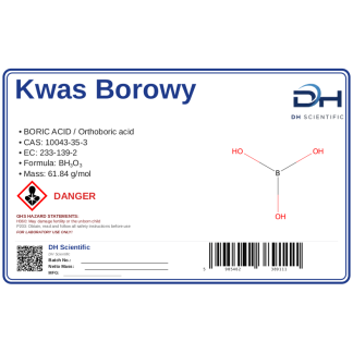 Kwas borowy 10043-35-3, CAS 10043-35-3 — etykieta produktu chemicznego