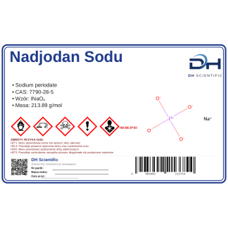 Nadjodan sodu 10 g, CAS 7790-28-5 — etykieta produktu chemicznego