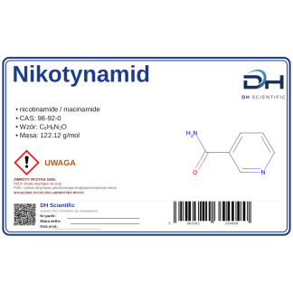 Nikotynamid witamina B3, 100g, CAS 98-92-0 — odczynnik, CAS 98-92-0 — etykieta produktu chemicznego