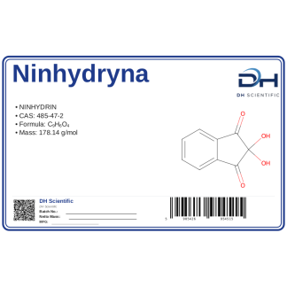 Ninhydryna (C9H6O4) CAS 485-47-2 odczynnik, CAS 485-47-2 — etykieta produktu chemicznego